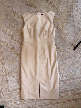 Ann Taylor Cream Midi Sheath Dress